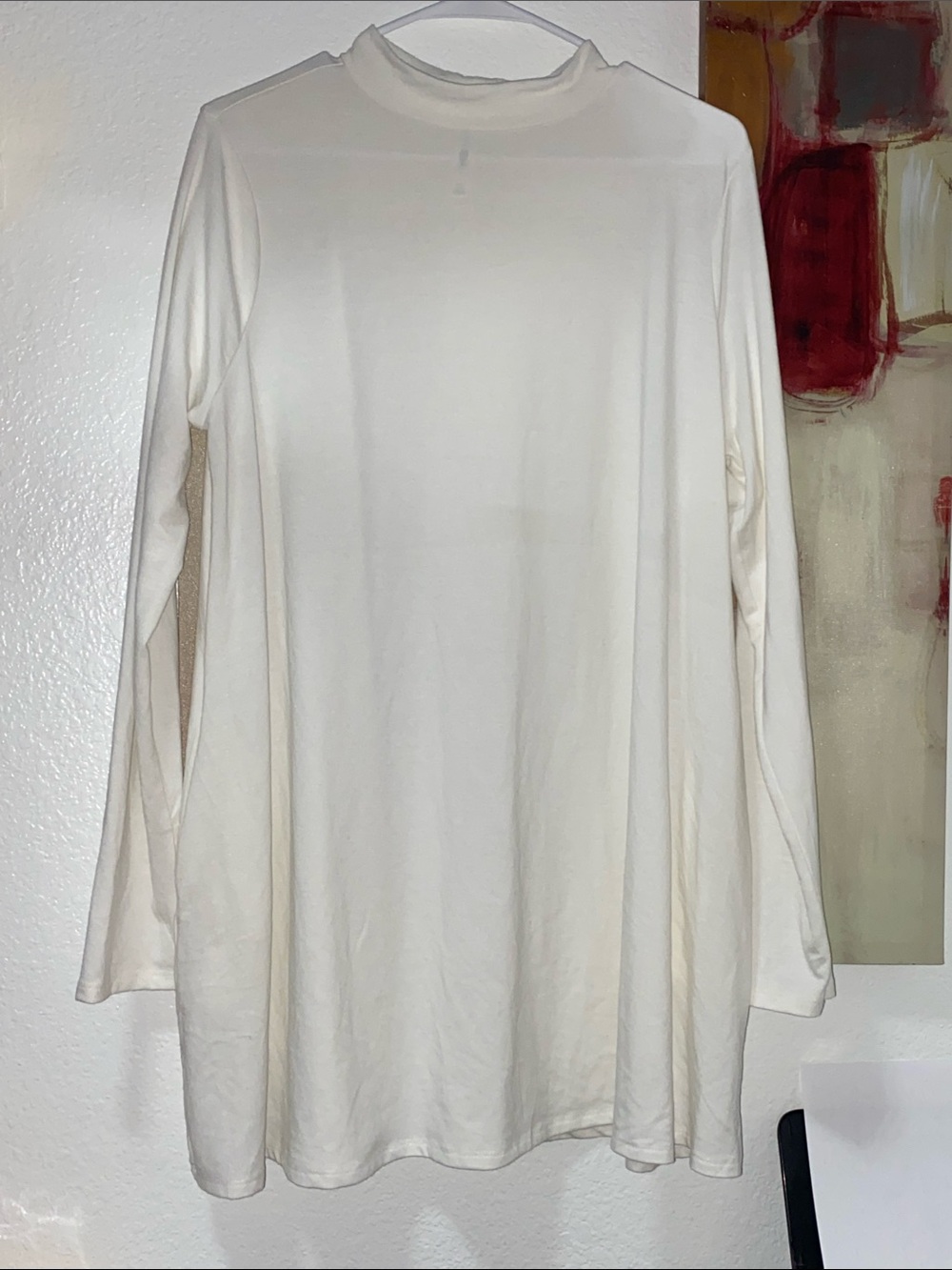 Zenana Outfitters Cream Long Sleeve Mock Neck Tunic